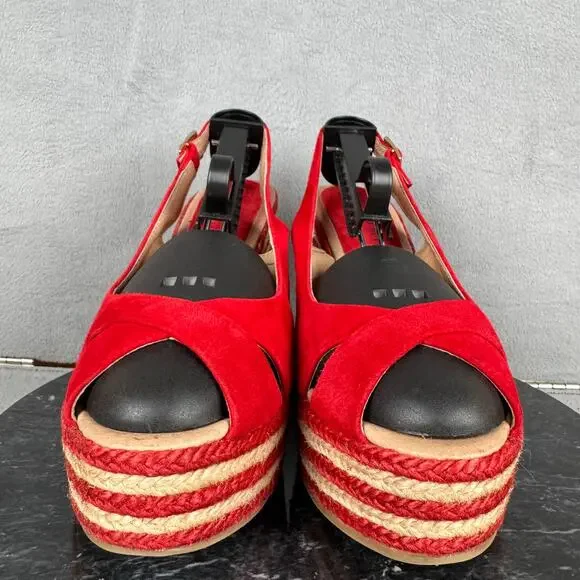 Palomitas by Paloma Barcelo Red Wedge Espadrille Shoes Women’s Size 39/ 8.5-9 US - Picture 2 of 8